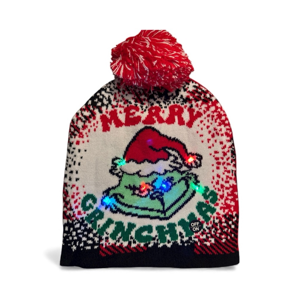 🎁 Adults Merry Grinchmas Light-Up Beanie NIP